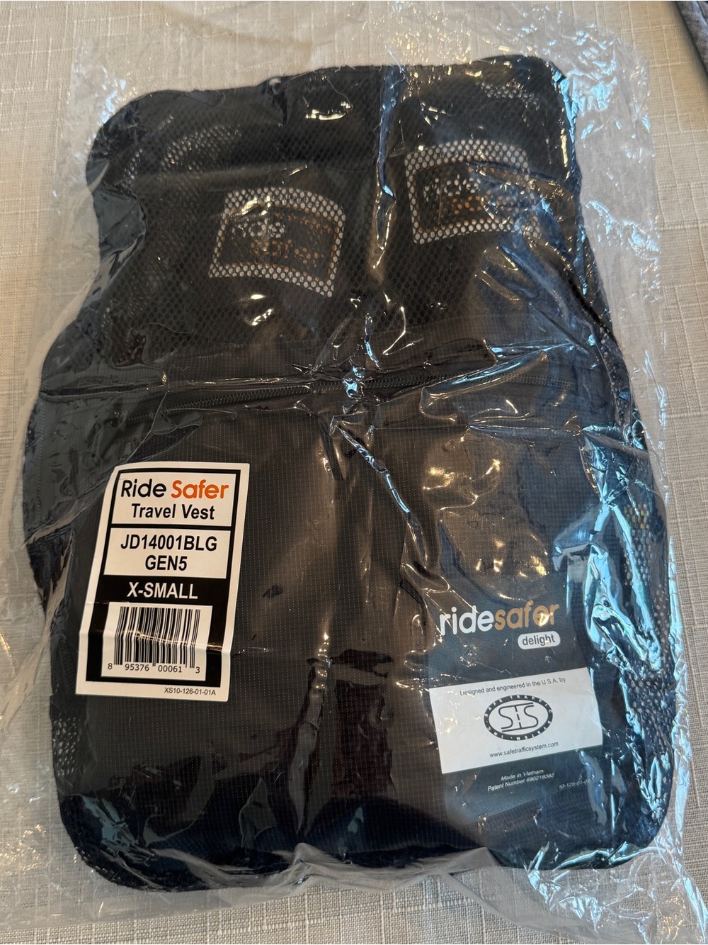 Ridesafer Delight Travel Vest Gen 5 X-Small Black - Picture 2 of 4
